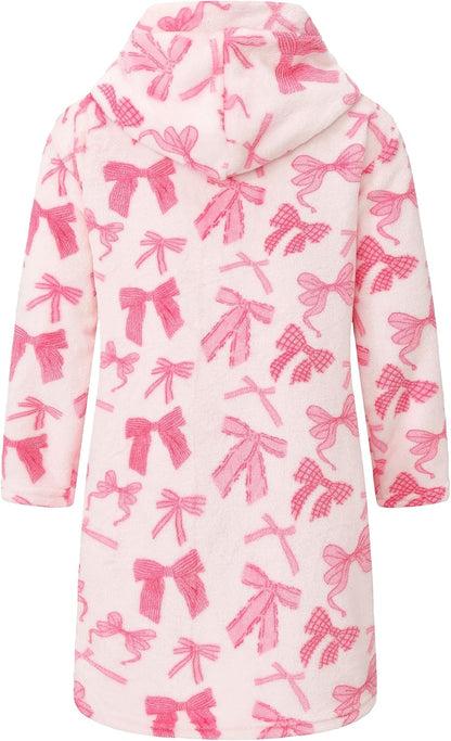 Kids Hooded Bathrobe Girls Soft Plush Hooded Flannel Pajamas Sleepwear Boys Spa Robe