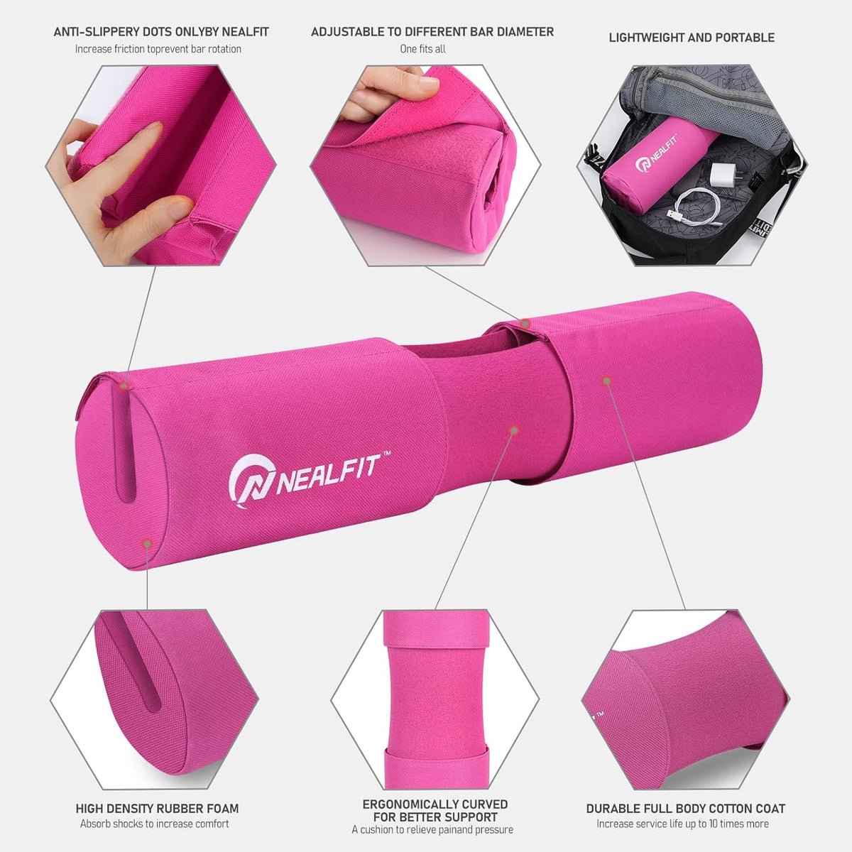 Barbell Pad Squat Pad for Squats—Squat Bar Pad—Great for Weightlifting,Lunges and Hip Thrusts—Foam Sponge Pad—Fit Standard and Olympic Bars Perfectly