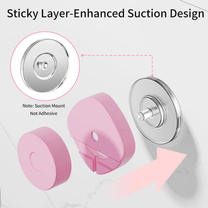Suction Cup Shower Caddy 3 Pack, Bathroom Storage Shelf, Pink