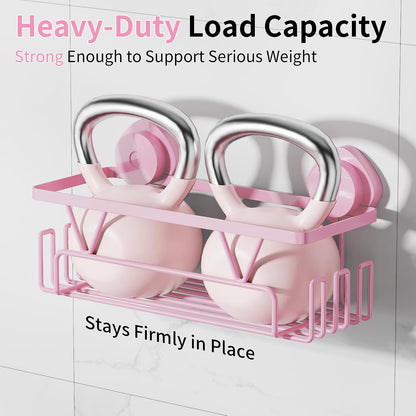 Suction Cup Shower Caddy 3 Pack, Bathroom Storage Shelf, Pink