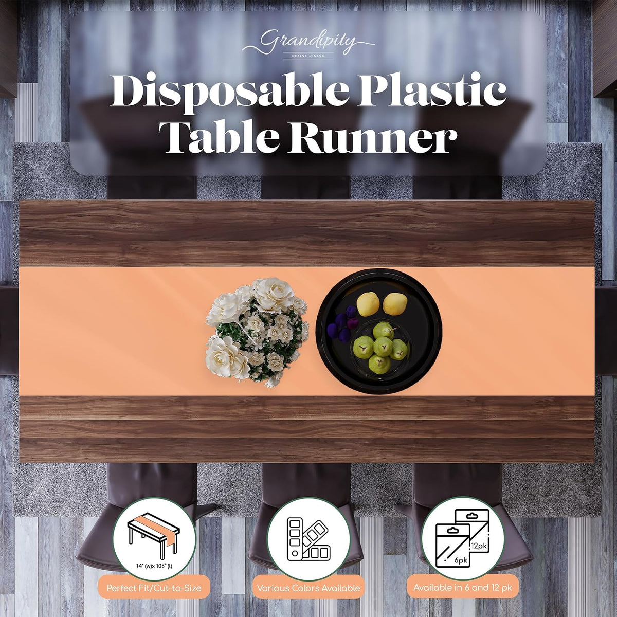 Disposable Table Runner for Parties 6 Pack (14 x 108 Inch)