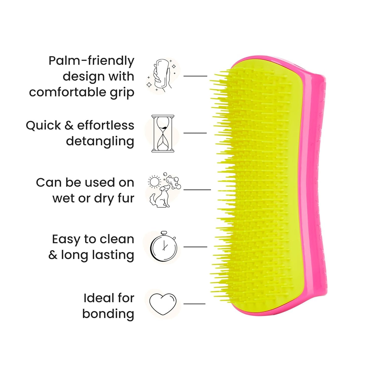 Detangling Dog Brush for Long Hair Breeds, Large, Pink & Yellow
