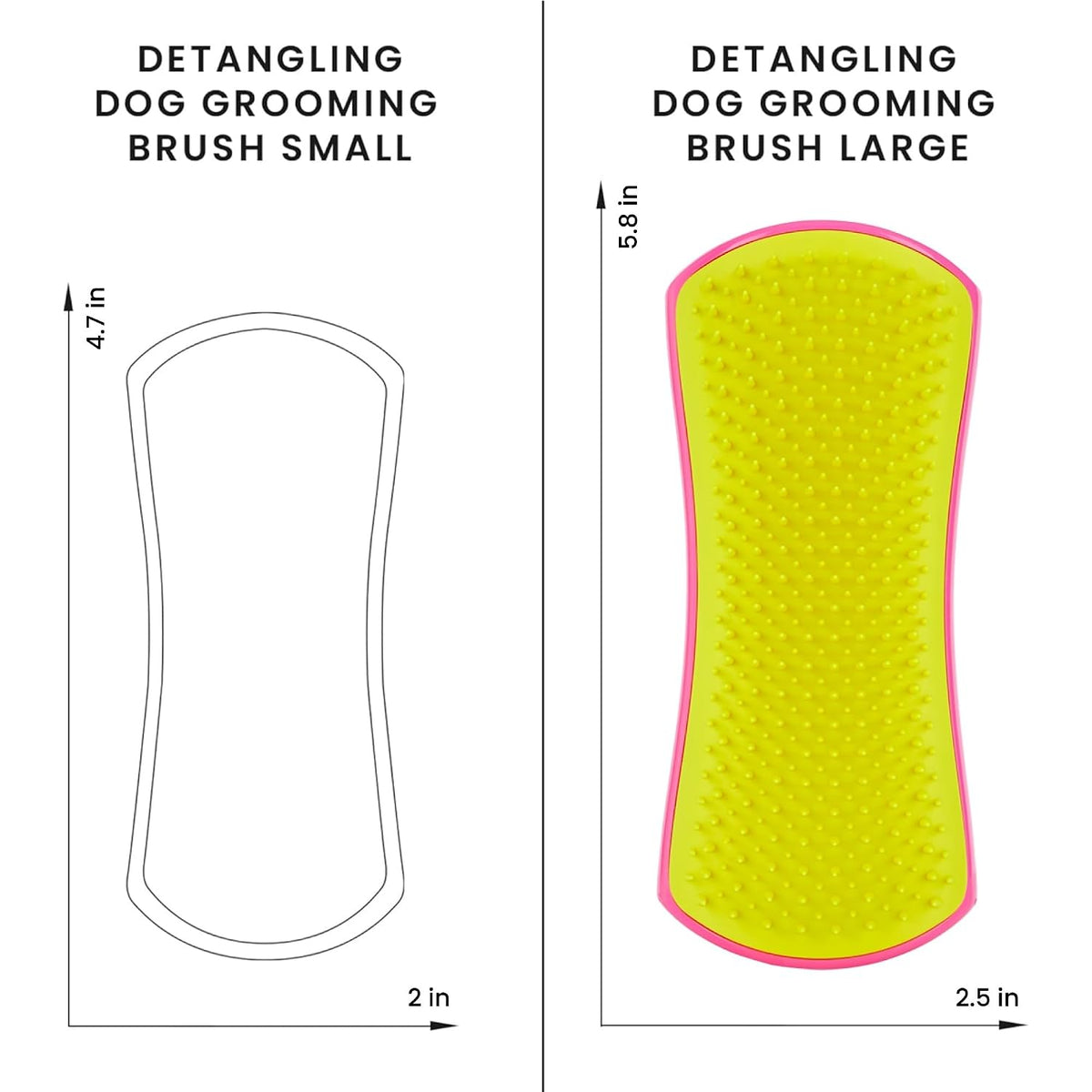 Detangling Dog Brush for Long Hair Breeds, Large, Pink & Yellow
