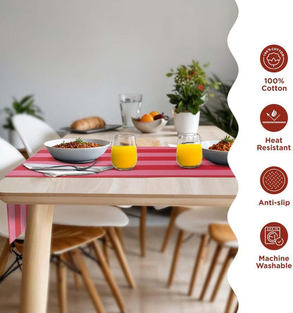 Fall Table Runner 90 Inches Long | Pink & Red Vertical Striped