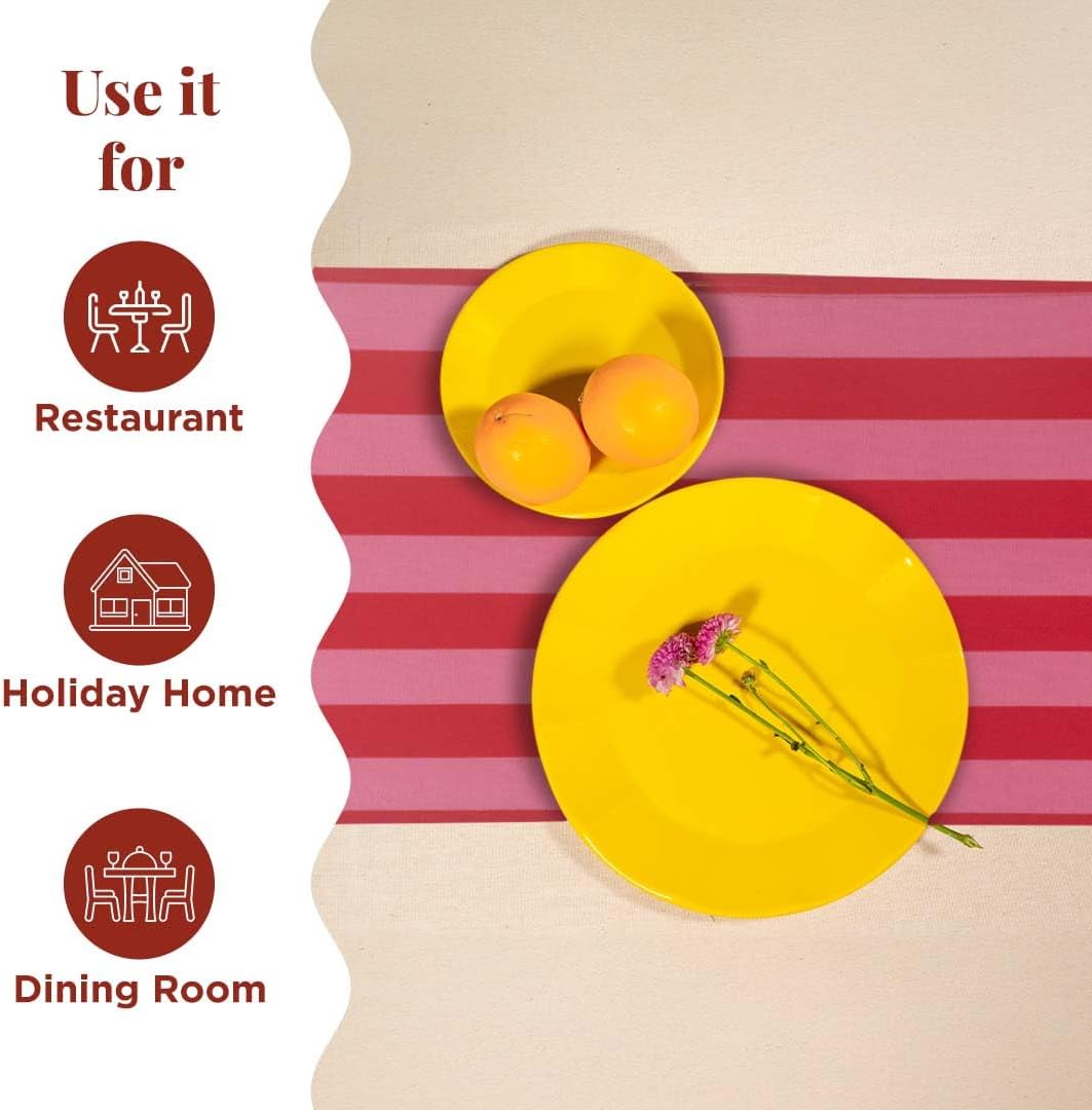 Fall Table Runner 90 Inches Long | Pink & Red Vertical Striped
