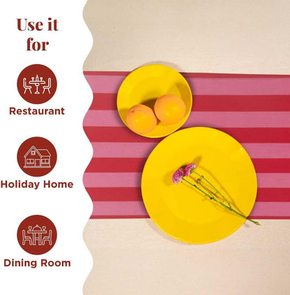 Fall Table Runner 90 Inches Long | Pink & Red Vertical Striped