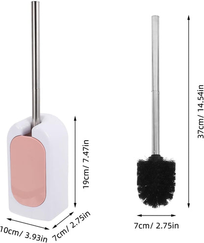 Wall-Mounted Heavy Duty Toilet Brush with Holder Long Handle Plastic Toilet Brush for Deep Bathroom Cleaning Soft Bristle in Nordic Pink