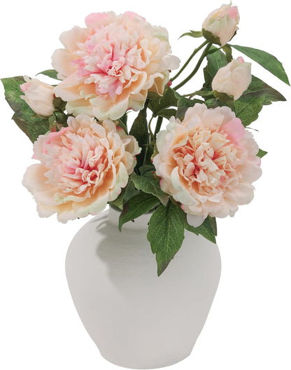 3Pcs Real Touch Artificial Peonies,Champagne Pink Faux Silk Flowers
