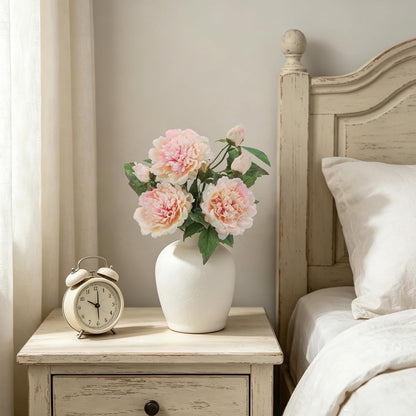 3Pcs Real Touch Artificial Peonies,Champagne Pink Faux Silk Flowers