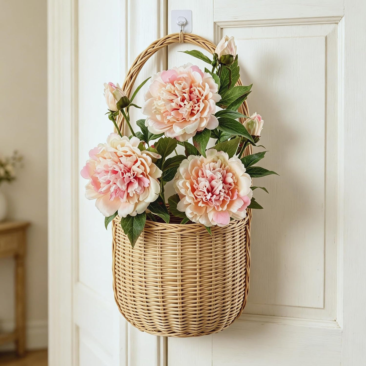 3Pcs Real Touch Artificial Peonies,Champagne Pink Faux Silk Flowers