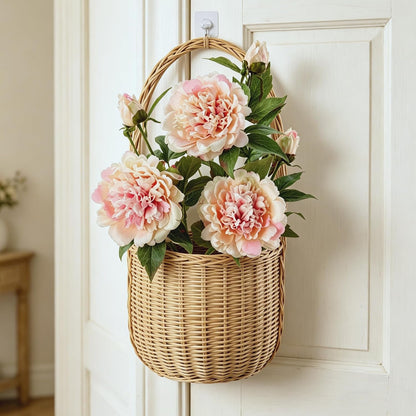 3Pcs Real Touch Artificial Peonies,Champagne Pink Faux Silk Flowers
