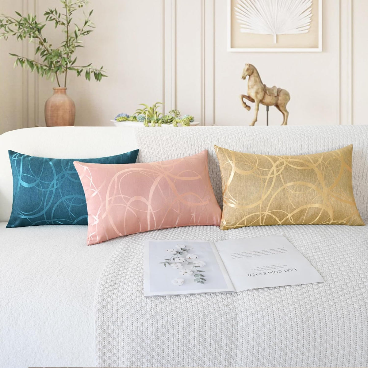 Decorative Couch Throw Pillow Covers 20 X 12 Inches Dusty Pink