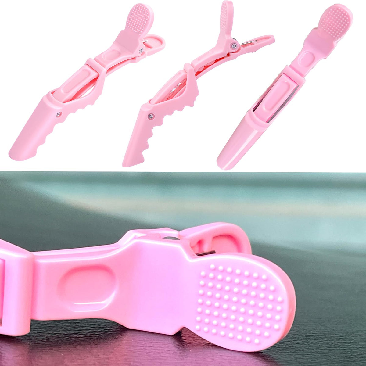 30 Pcs Alligator Hair Clip for Styling Sectioning - Salon Hair Clip for Thick Hair, Plastic Hair Styling Clip with Wide Teeth & Double-Hinged Design (Pink)