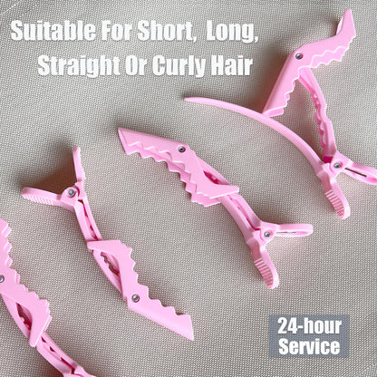 30 Pcs Alligator Hair Clip for Styling Sectioning - Salon Hair Clip for Thick Hair, Plastic Hair Styling Clip with Wide Teeth & Double-Hinged Design (Pink)