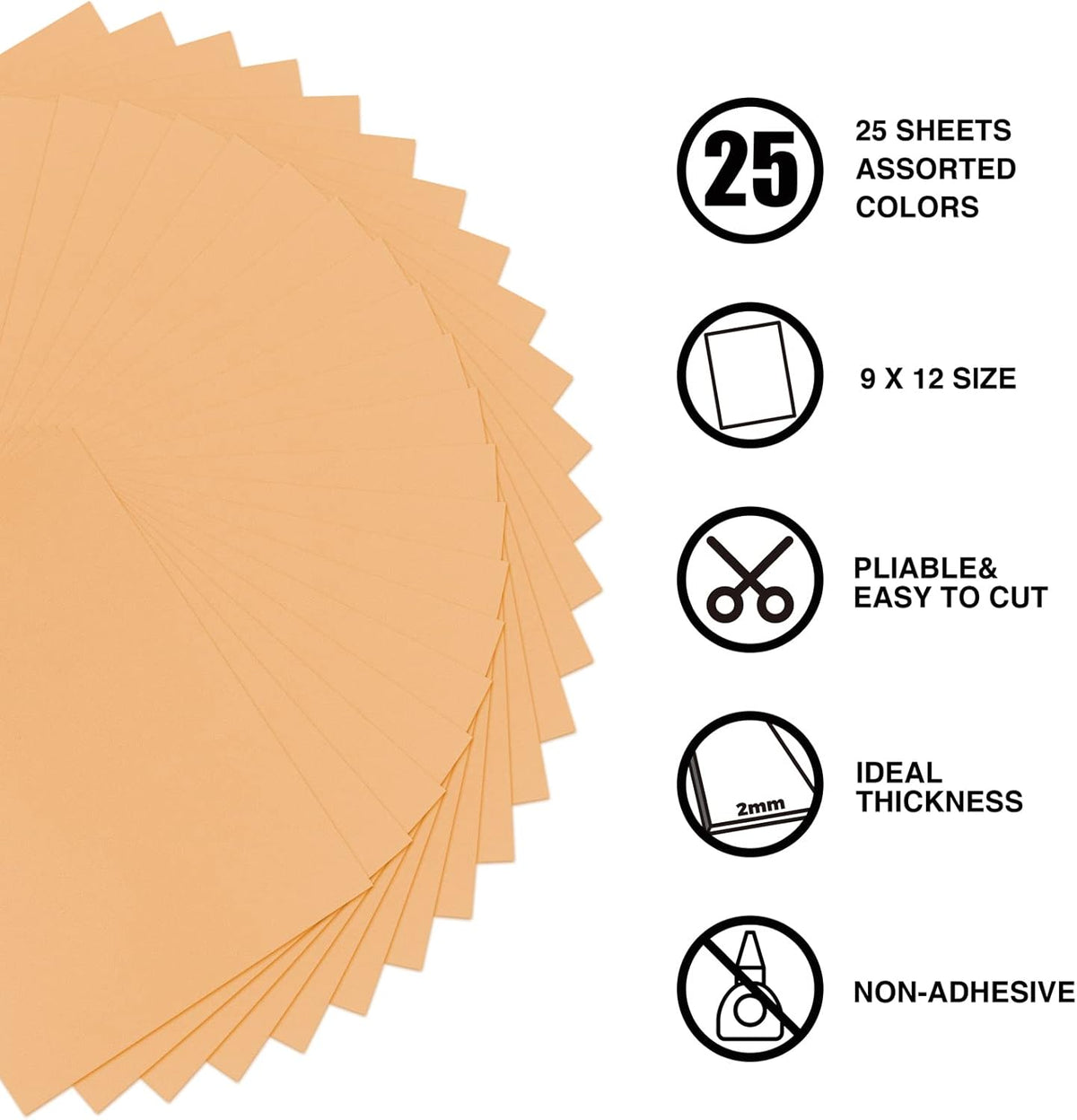 9 x 12 Inch Peach Foam Sheets Crafts, 2mm Thick. 25 Pack Premium Peach Foam Papers Set, for Crafting,DIY Project,Classroom, Scrapbooking, 3D Card Making