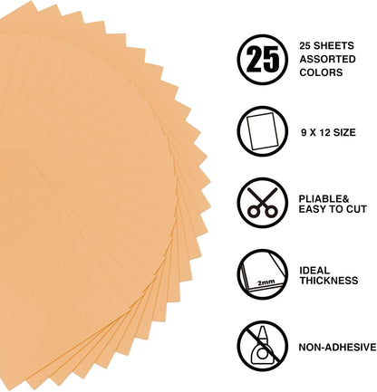 9 x 12 Inch Peach Foam Sheets Crafts, 2mm Thick. 25 Pack Premium Peach Foam Papers Set, for Crafting,DIY Project,Classroom, Scrapbooking, 3D Card Making