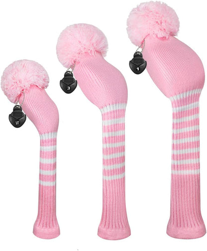 Golf Headcovers for Woods Set of 3 Fits Well Driver(460cc) Fairway Wood and Hybrid(UT),Beautiful and Interesting Patterns