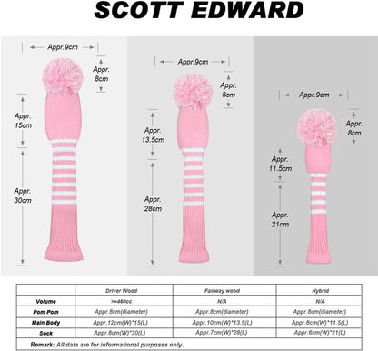 Golf Headcovers for Woods Set of 3 Fits Well Driver(460cc) Fairway Wood and Hybrid(UT),Beautiful and Interesting Patterns