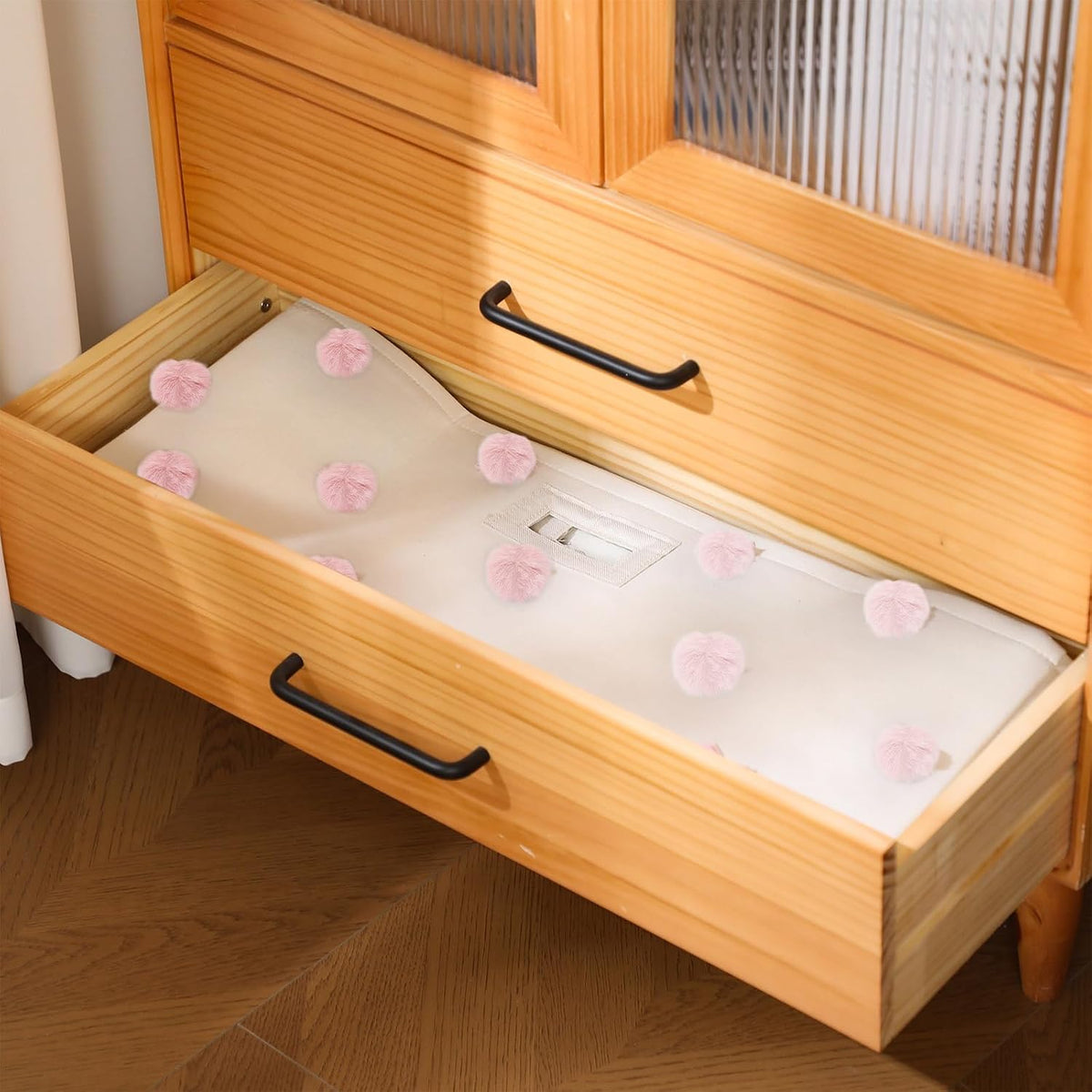 Pink 17.5" D x 20.8" H Pom Pom Basket Bin Large Cotton Canvas Laundry Hamper Baby Girl Laundry Basket Storage, Baby Nursery Hamper for Nursery Playroom Home Room Organizer Decor