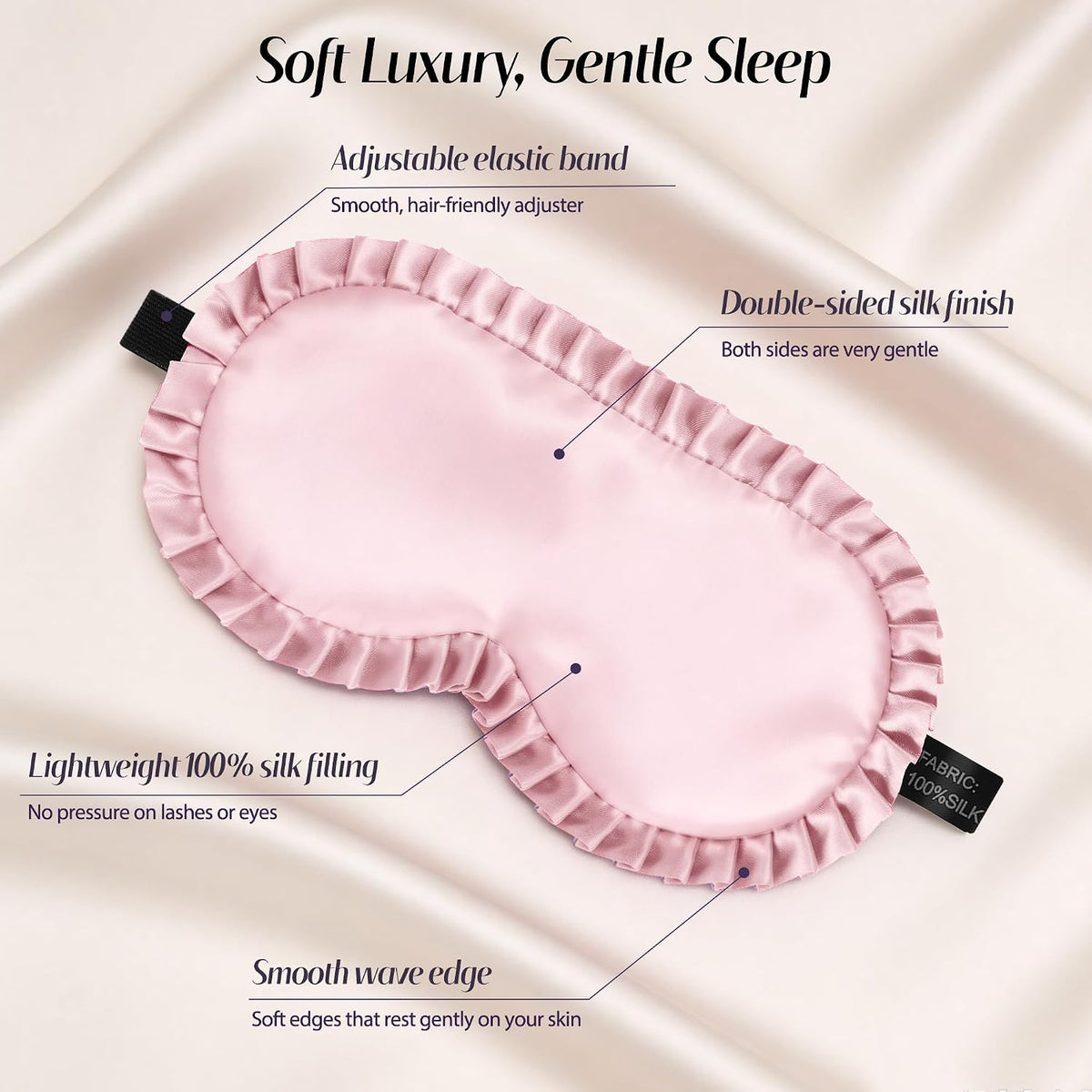 Silk Sleep Mask for Women, 100% Mulberry Silk Eye Mask for Light Blocking