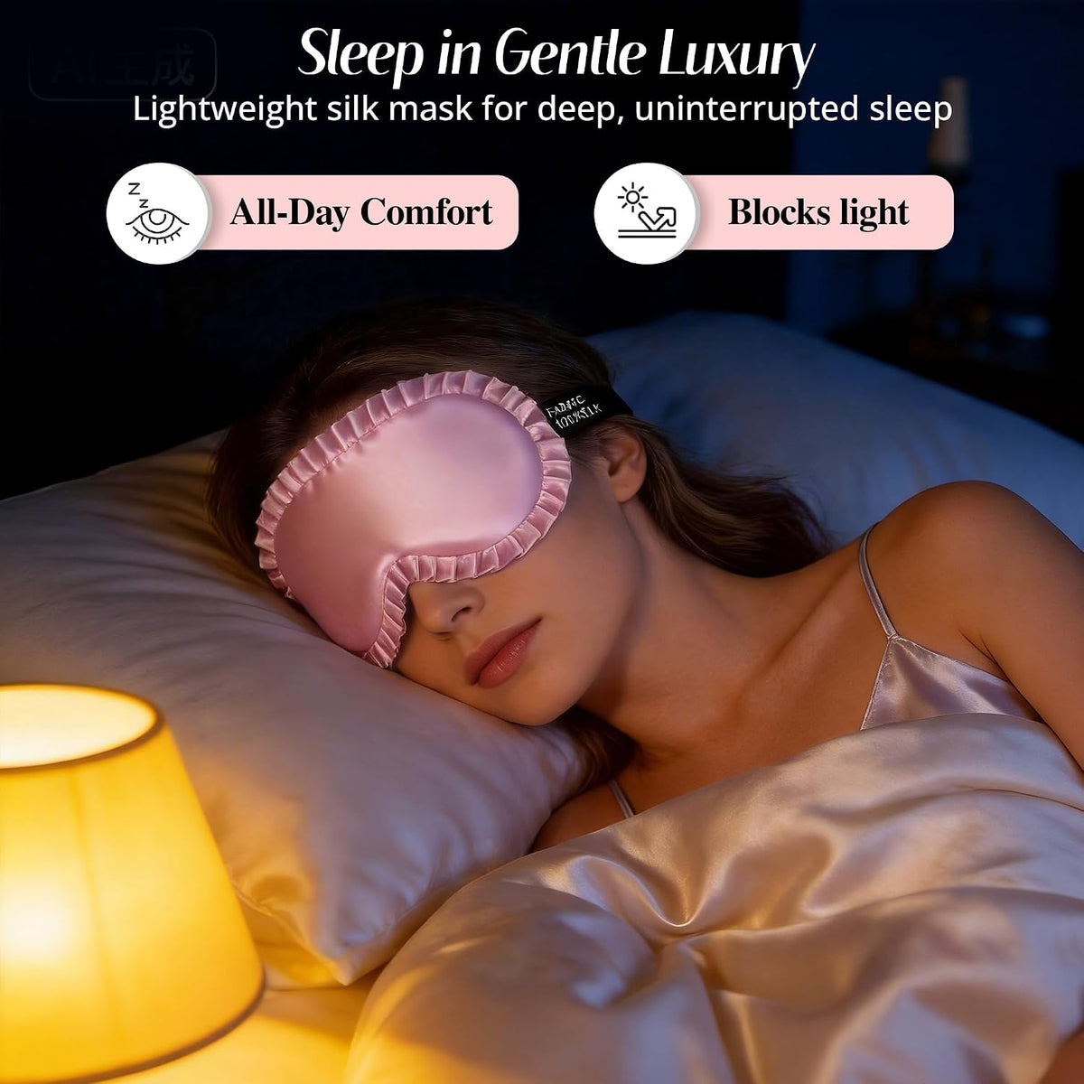 Silk Sleep Mask for Women, 100% Mulberry Silk Eye Mask for Light Blocking
