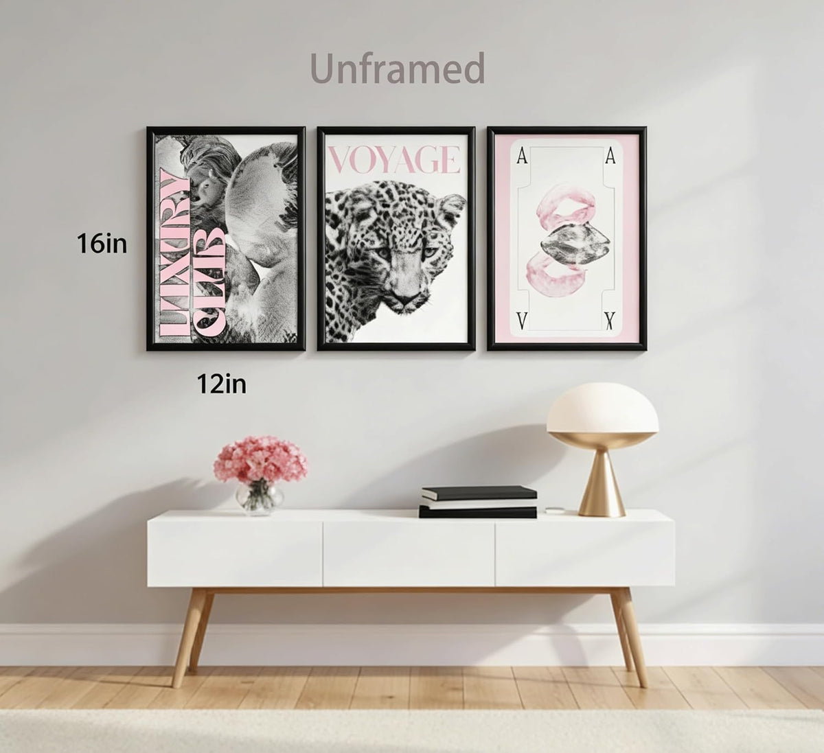 YZLYAD Y2K Pink Posters Wall Art,Trendy Leopard Wall Decor12x16in