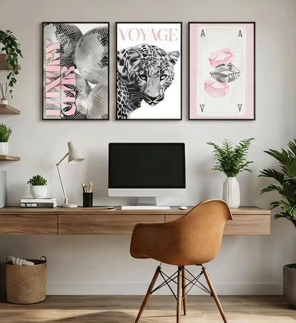 YZLYAD Y2K Pink Posters Wall Art,Trendy Leopard Wall Decor12x16in