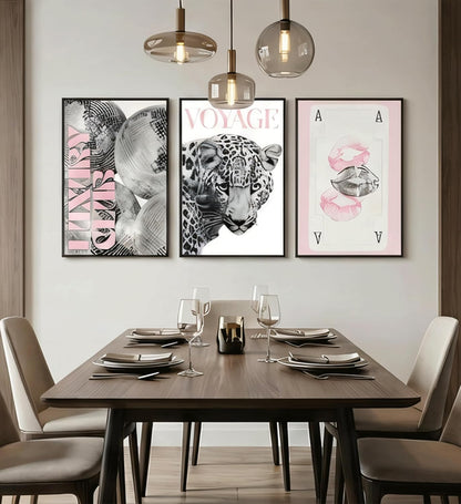 YZLYAD Y2K Pink Posters Wall Art,Trendy Leopard Wall Decor12x16in