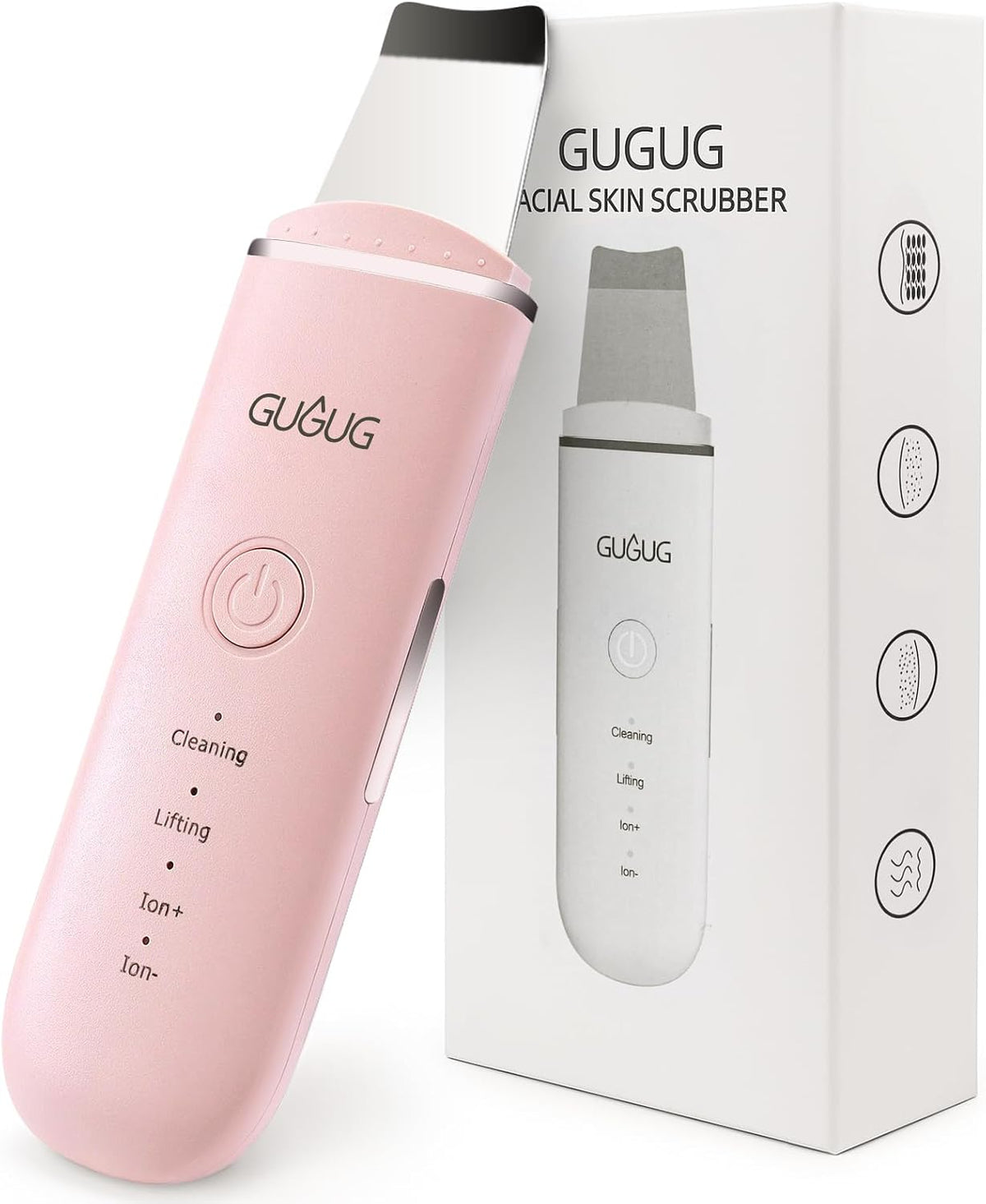 Skin Scrubber Face Spatula Blackhead Remover Tools,4 Modes,Pink