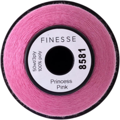 Thread Solid Colors | 100% Polyester, 3ply, 50wt | Thread Cones | 100% Polyester Thread for Quilting and Sewing (Princess Pink, 1,100 Yards)