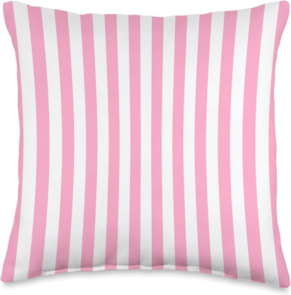 Light Pink White Striped Girly Vertical Stripes Cute Throw Pillow