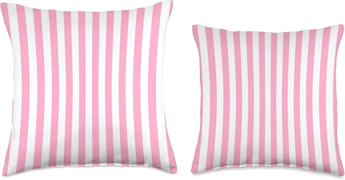 Light Pink White Striped Girly Vertical Stripes Cute Throw Pillow