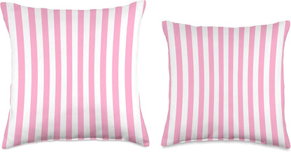 Light Pink White Striped Girly Vertical Stripes Cute Throw Pillow