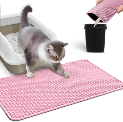 Cat Litter Mat, 23.2 x 14.6 in, Waterproof, Non-Slip, Pink