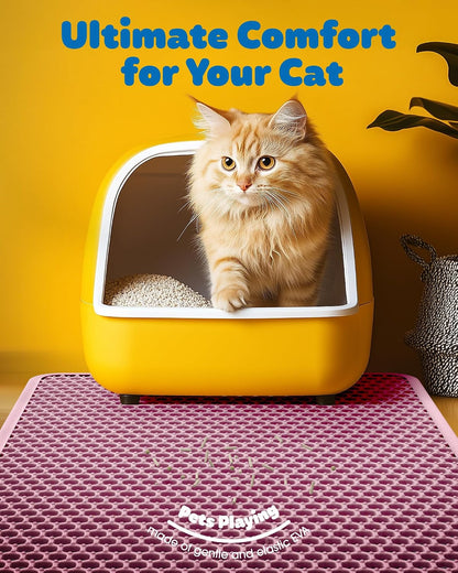 Cat Litter Mat, 23.2 x 14.6 in, Waterproof, Non-Slip, Pink