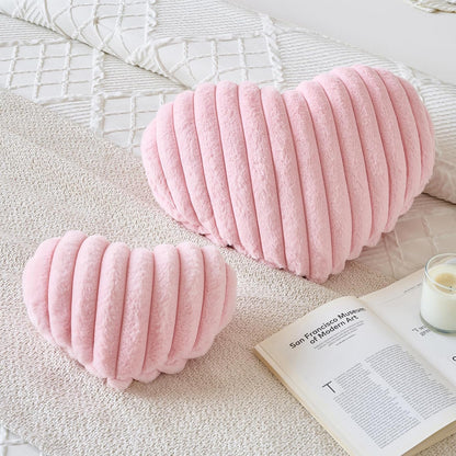 Heart Pillow, Heart Shaped Pillow with Soft Plush for Couch Bed, Decorative Throw Pillows for Bedroom Livingroom, Cozy Heart Pillows Home Decor Pillow Cushion (Pink, Large 19.6" x 15.7")