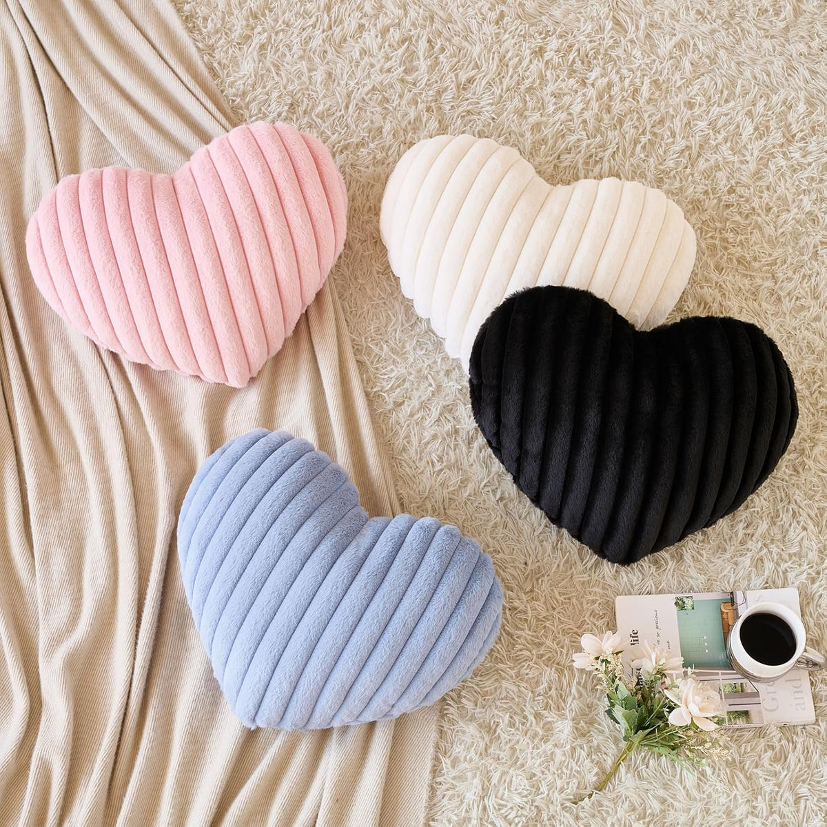 Heart Pillow, Heart Shaped Pillow with Soft Plush for Couch Bed, Decorative Throw Pillows for Bedroom Livingroom, Cozy Heart Pillows Home Decor Pillow Cushion (Pink, Large 19.6" x 15.7")