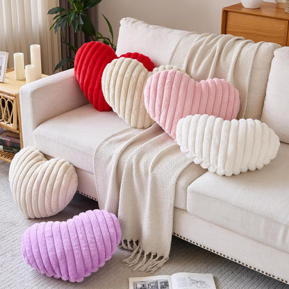 Heart Pillow, Heart Shaped Pillow with Soft Plush for Couch Bed, Decorative Throw Pillows for Bedroom Livingroom, Cozy Heart Pillows Home Decor Pillow Cushion (Pink, Large 19.6" x 15.7")