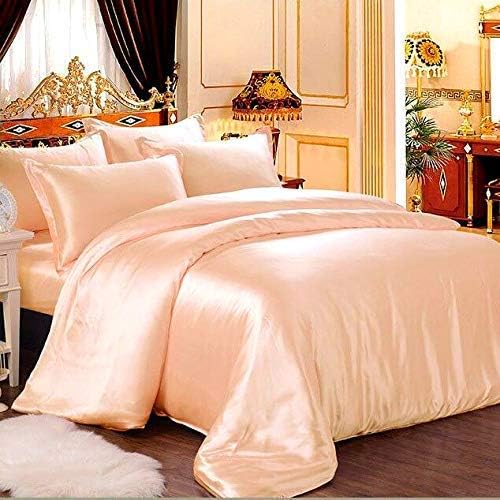 Silk Like Satin Bed in Bag 7 Piece Peach 600 GSM Warm Comforter Set (Comforter + Flat Sheet + Fitted Sheet 19" + 4 Pillow Cases) Full