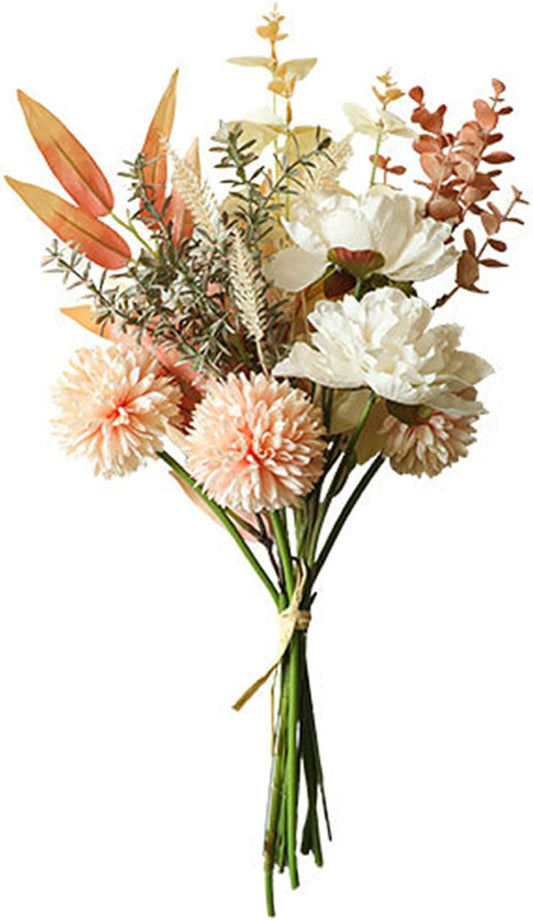 Artificial Silk Flowers for Home Decor and Wedding, Faux Flower Dining Table Centerpiece. Artificial Plants Peach Flower Arrangement. Silk Flowers for Decoration