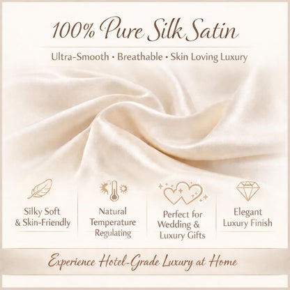 Silk Satin Sheet Set 4 Piece Queen – Luxury Soft Bed Sheets with Flat Sheet, Fitted Sheet & 2 Pillowcases, Cooling Breathable Satin Bedding Set.(Peach, Queen)