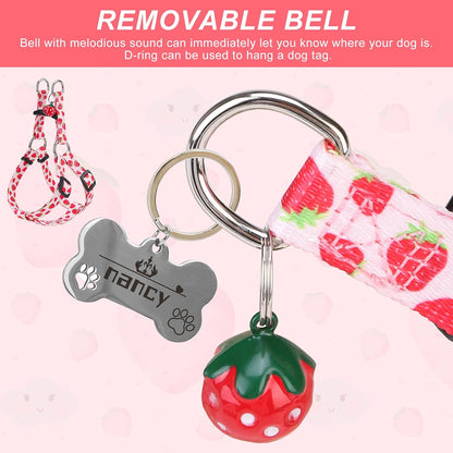 Dog Harness Small Sized Dog Girl, No Pull Dog Harness and Leash Set,Step in Soft Light Puppy Vest, No Choke Heavy Duty Dog Halter with Bell,Breathable Adjustable Nylon Pet Harnesses, Pink S
