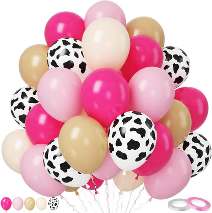 Pink Cow Balloons, 50 Pcs Hot Pink for Girls Cowgirl Baby Shower