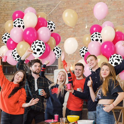 Pink Cow Balloons, 50 Pcs Hot Pink for Girls Cowgirl Baby Shower