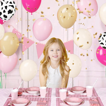 Pink Cow Balloons, 50 Pcs Hot Pink for Girls Cowgirl Baby Shower