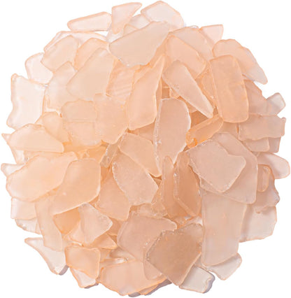 Tumbled Sea Glass for Crafts - 15 OZ Flat Frosted Seaglass Pieces for DIY Art Crafts, Vase Filler, Beach Weddings, Aquarium and Home Decor - Peach‌