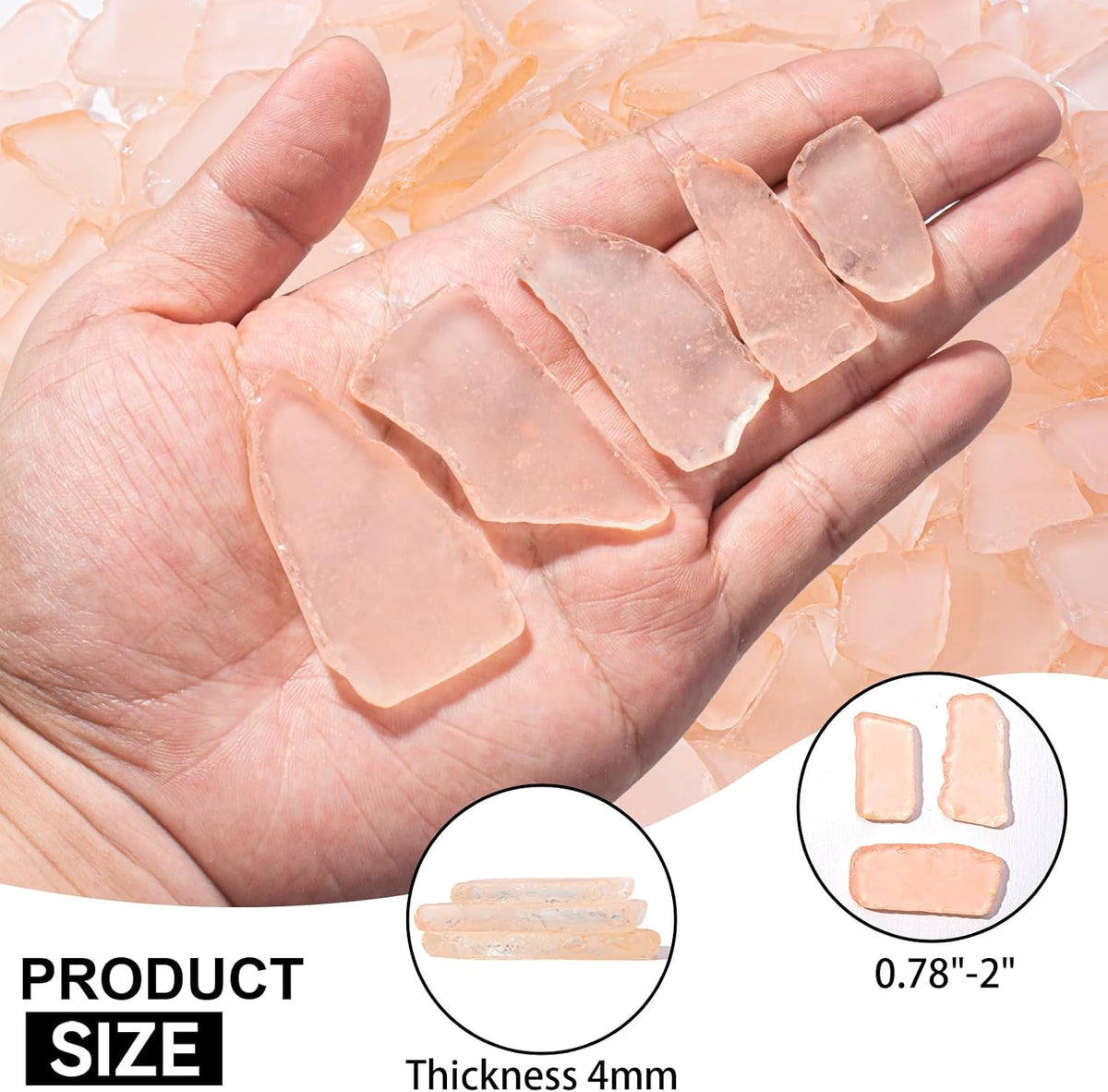 Tumbled Sea Glass for Crafts - 15 OZ Flat Frosted Seaglass Pieces for DIY Art Crafts, Vase Filler, Beach Weddings, Aquarium and Home Decor - Peach‌