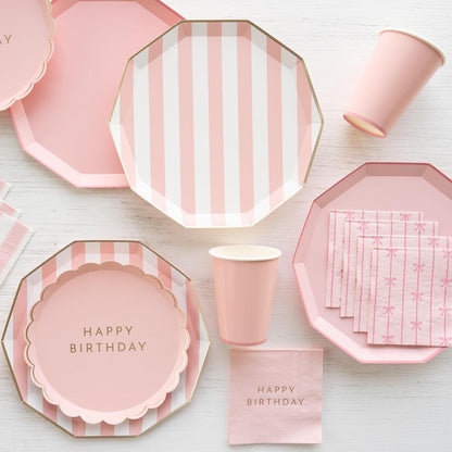 Petal Pink Signature Bow Cocktail Napkins | Disposable Beverage Napkins | Decorative Party Tableware | Baby Shower & Birthday Celebration Supplies | Pack of 20, 5"