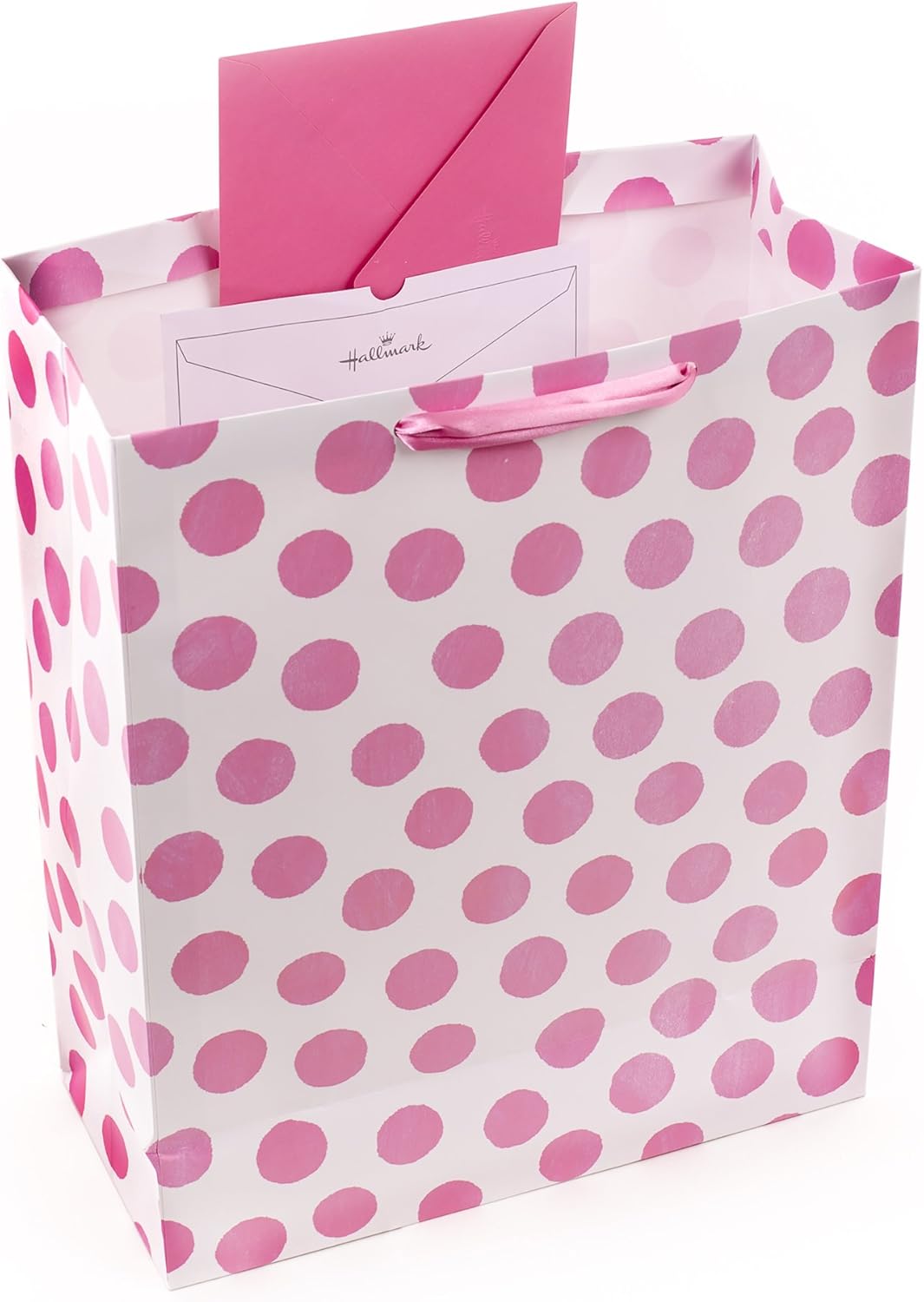 15" Extra Large Gift Bag with Tissue Paper (Pink Polka Dots and Bow) for Birthdays, Easter, Baby Showers, Bridal Showers, Any Occasion