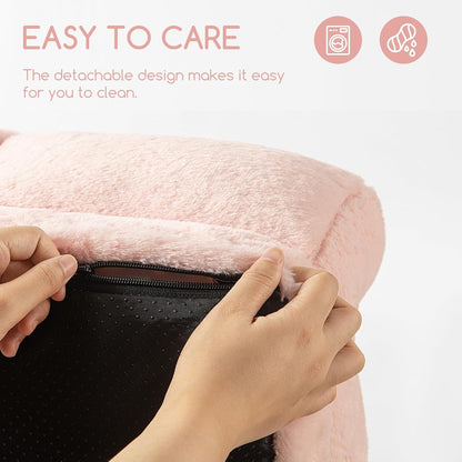 Fluffy Dog Cat Bed Pet Couch Beds Plush Soft Warming Washable Puppy Bed for Small Medium Dogs and Large Cats, Pink, 24" L x 18" W x 10" Th